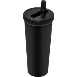 Alex Varga Empire Stainless Steel Vacuum Sipper Tumbler Black Straw Open